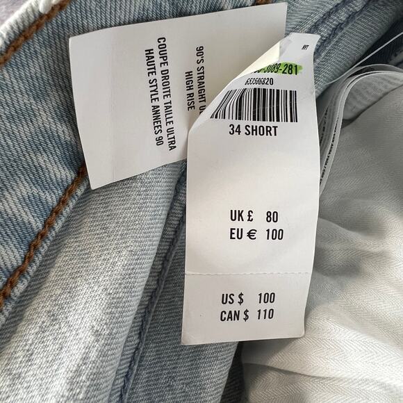 NWT Abercrombie Fitch 90s Straight Leg Ultra High Rise Jeans Women's 34 18 Short - Picture 10 of 12